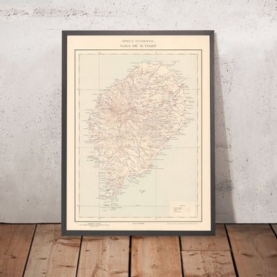 Old Map of São Tomé, 1945: São Tomé, Neves, Trindade, Rivers, Mountains