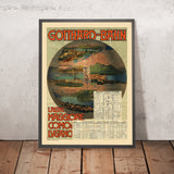 Affiche de voyage Lac de Côme, Lac Majeur et Lac de Lugano : Gotthard-Bahn par Gabriele Chiattone, 1892 