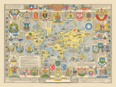 Mapa del Viejo Mundo de las Naciones Unidas, 1948: era posterior a la Segunda Guerra Mundial, estilo pictórico, creación de Bartholomew