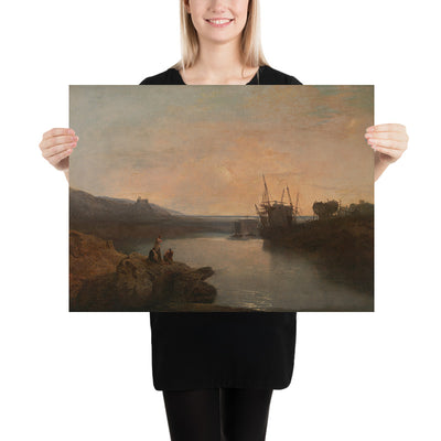 Harlech Castle, from Tygwyn Ferry, Summer’s Evening Twilight by Turner, 1799
