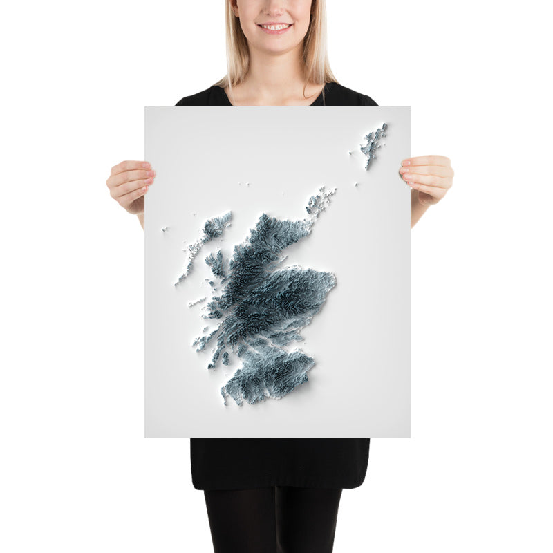 Schottland Topografische 3D-Reliefkarte 