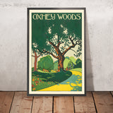 Póster de viaje de Londres: Oxhey Woods de Edward McKnight Kauffer, 1915 