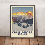 Póster de viaje de Suiza: Chur-Arosa Bahn de Theodor Barth, 1915 