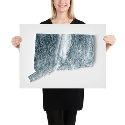 Connecticut Topographic 3D Relief Map
