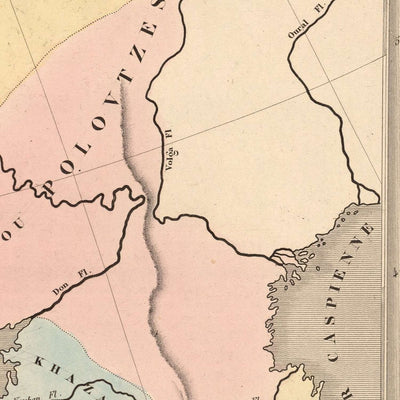 Mapa antiguo de las Cruzadas en Europa y Oriente Medio de Andriveau-Goujon, 1838: Rutas, Antioquía, Jerusalén, Constantinopla, Tierra Santa.