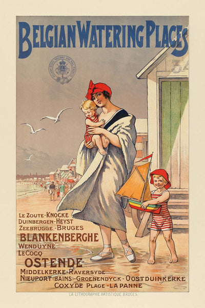 Belgium Coast Travel Poster: Belgian Watering Places by State Railway