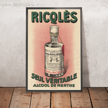 A framed image of Ricqlès Vintage Peppermint Spirit Poster, 1908