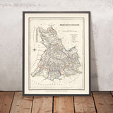 Old Map of Breconshire, Wales by Lewis, 1844: Brecon, Hay-on-Wye, Brecon Beacons, River Usk, Llangorse Lake