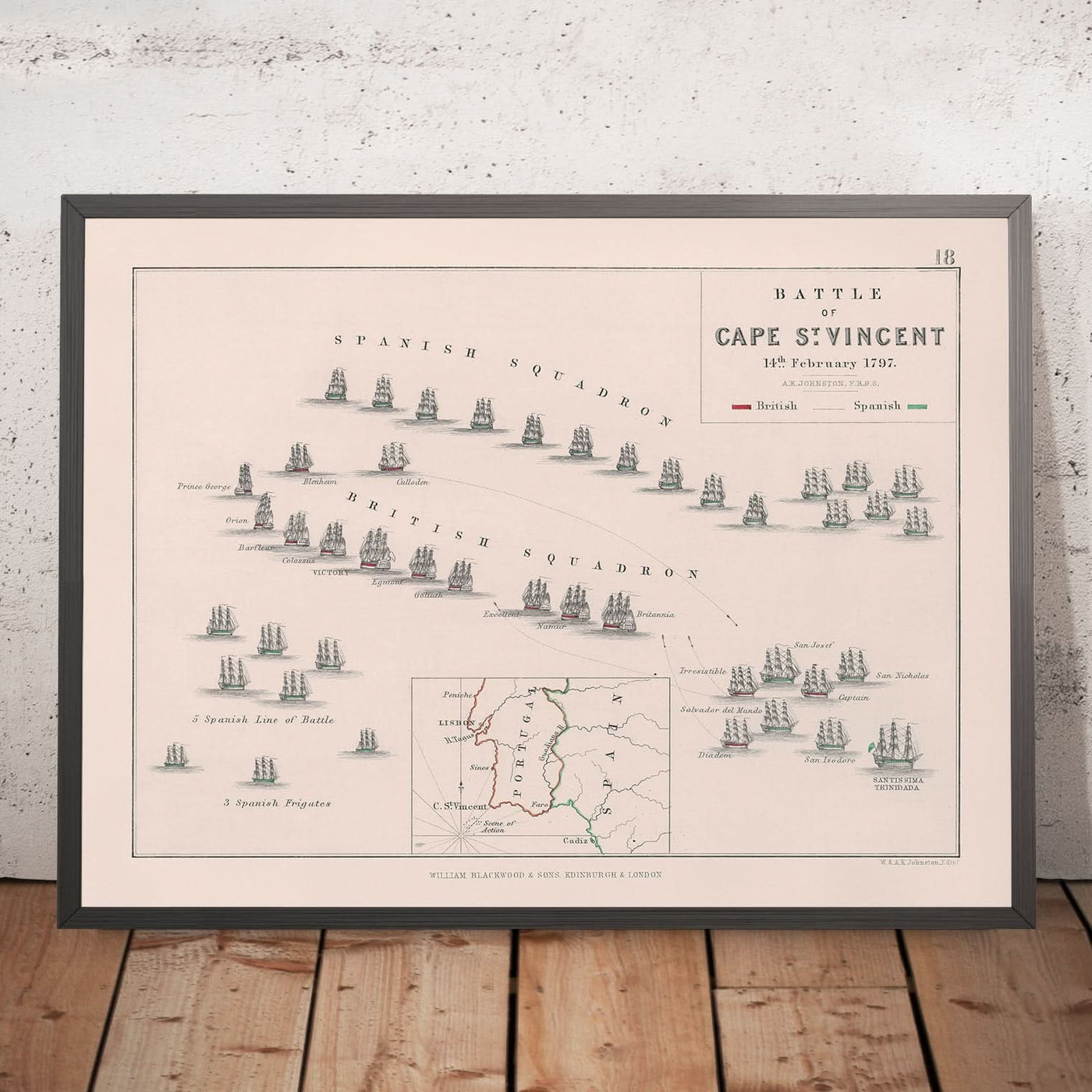 Bataille du cap Saint-Vincent par AK Johnston, 1797