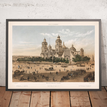 Une image encadrée de la Catedral de Mexico par Decaen Editor 1862