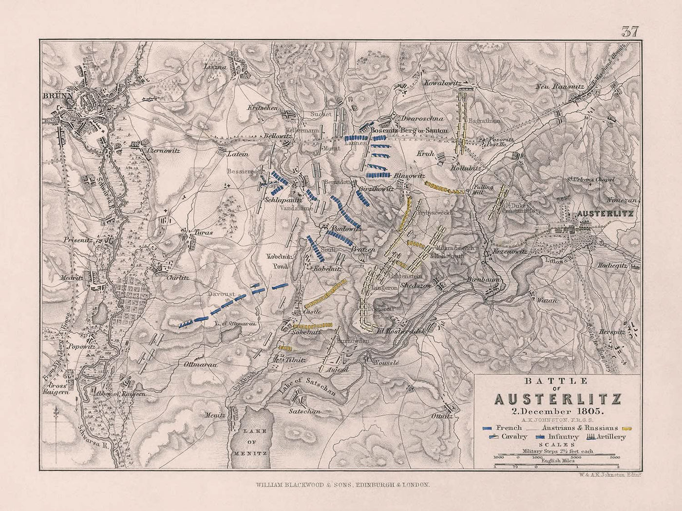 Bataille d'Austerlitz le 2 décembre 1805 par AK Johnston 1805