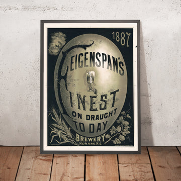 A framed image of Feigenspan’s Finest Vintage Beer Poster by Herman Bartsch, 1887