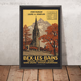 Cartel de viaje de Bex-les-Bains, Suiza: Vallée du Rhône – Bains Salins de Jules Courvoisier, 1915 