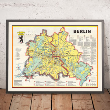 Mappa antica di Berlino, 1963: Costruzione del Muro di Berlino, Guerra Fredda, Porta di Brandeburgo 