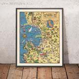 Alte Karte der Monterey-Bucht-Region von White, 1932: Santa Cruz, Salinas, Pacific Grove, Salat, Southern Pacific Railroad 