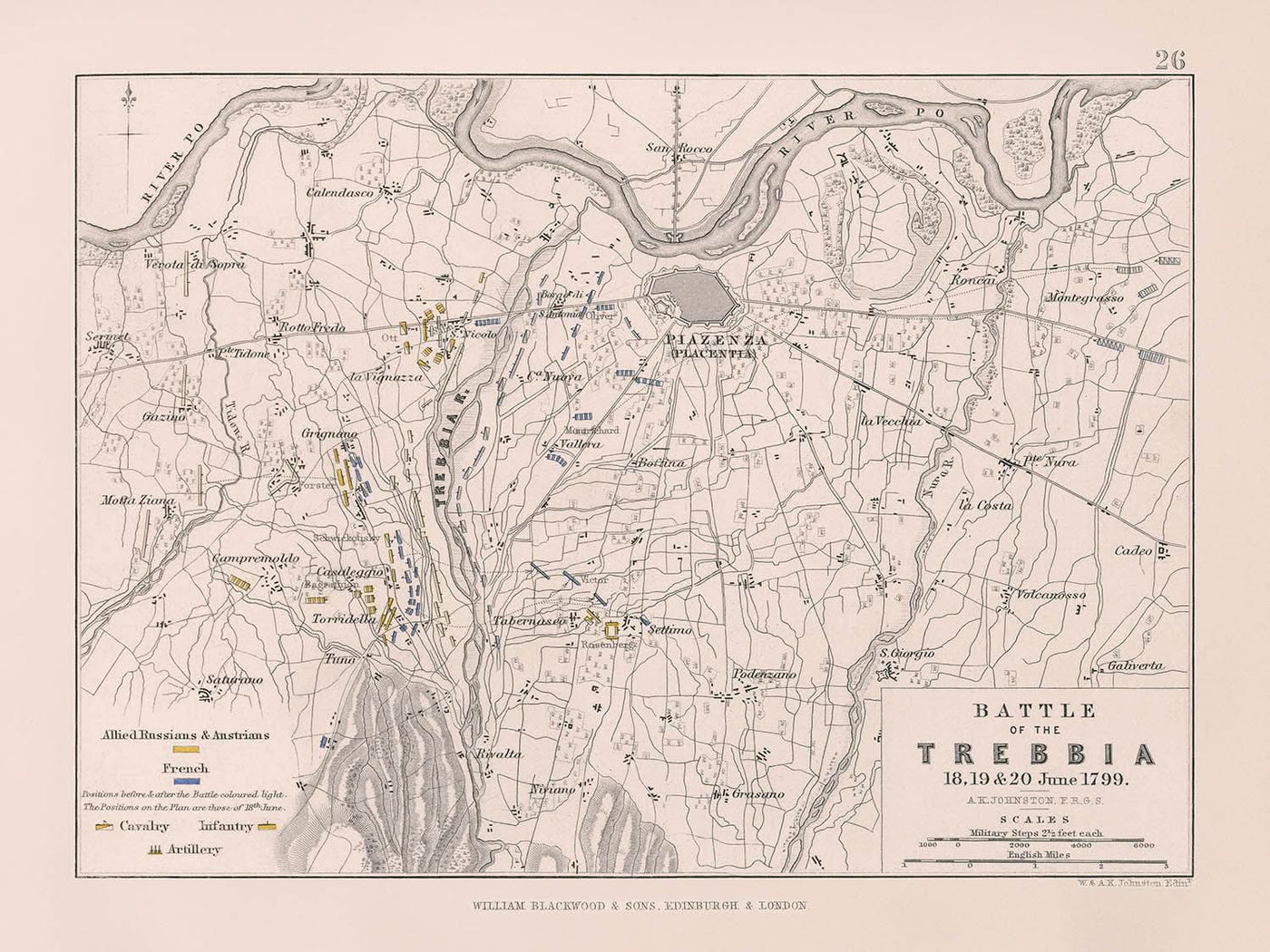 Battle of Trebbia by AK Johnston, 1799: French Revolutionary War