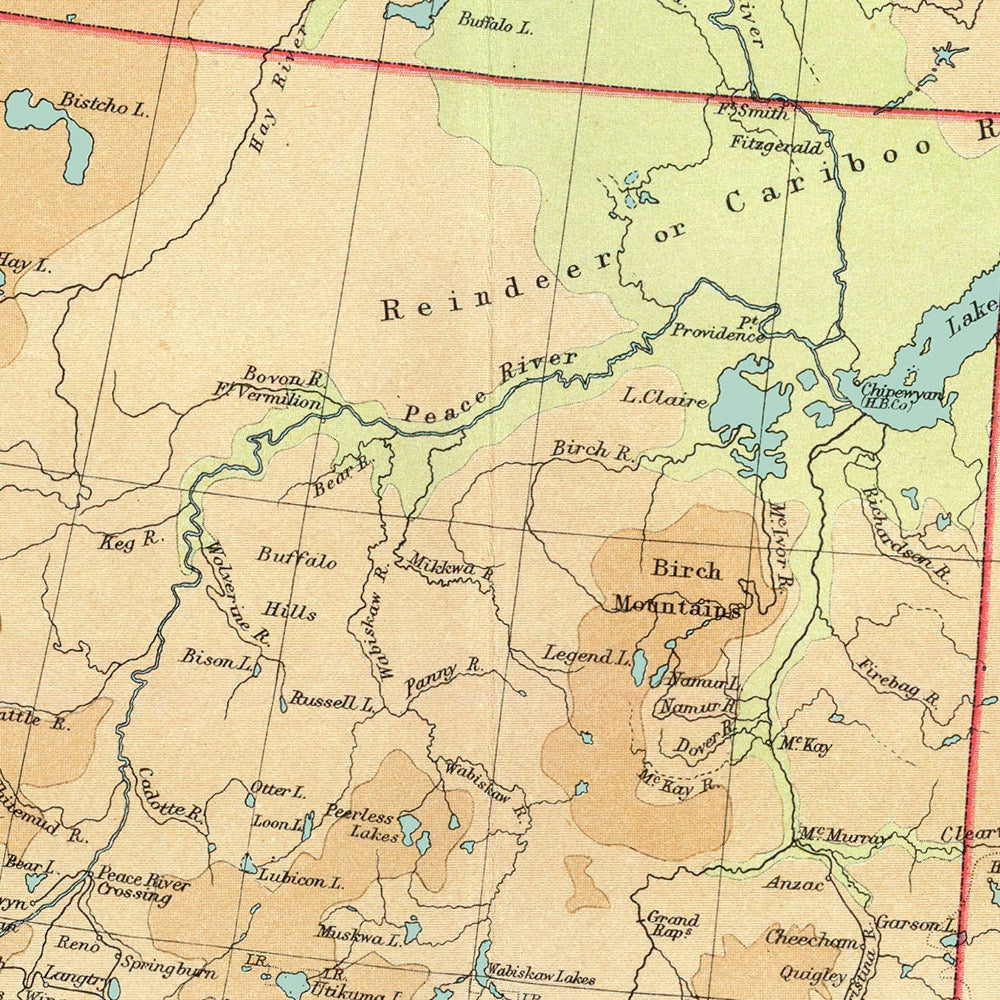 Old Map of Western Canada by Bartholomew, 1922: Vancouver, Calgary, Winnipeg, Yukon-Mackenzie, Rocky Mountains
