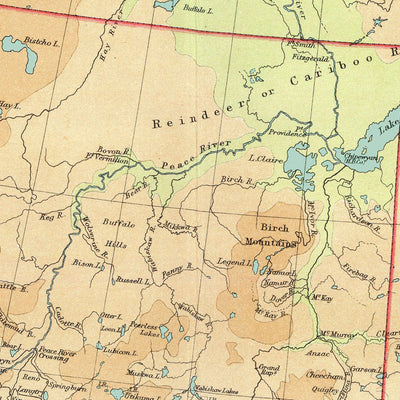 Old Map of Western Canada by Bartholomew, 1922: Vancouver, Calgary, Winnipeg, Yukon-Mackenzie, Rocky Mountains