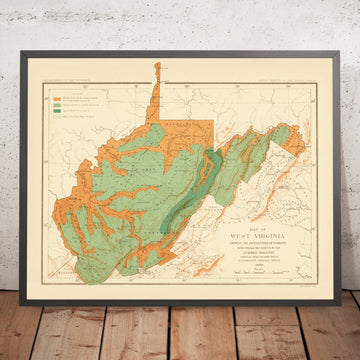 Alte Forstkarte von West Virginia von Sargent, 1882: Charleston, Huntington, Ohio River, Alleghenies, Spruce Knob 