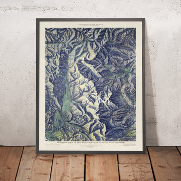 Old Relief Map of Rocky Mountain National Park, 1914: Longs Peak, Bear Lake, Trail Ridge, Estes Park, Wild Basin