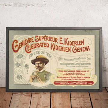 A framed image of E. Kiderlen Vintage Genever Poster, 1900