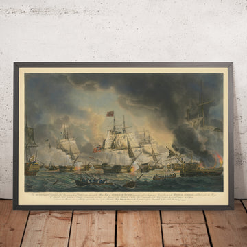 A framed image of Battle of Camperdown The Dutch Fleet Defeated on the Afternoon of the 11th October 1797 by Robert Dodd, 1798