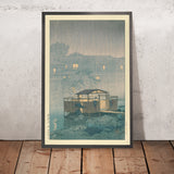 Onsen Source Chaude et Pluie à Shuzen-ji par Hasui Kawase 1935 