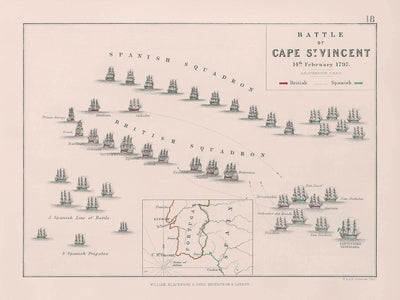 Bataille du cap Saint-Vincent par AK Johnston, 1797