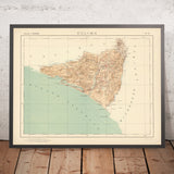 Old Topographic Map of Colima, Mexico, 1922: Manzanillo, Colima City, Nevado de Colima, Volcán de Fuego, Pacific Coast