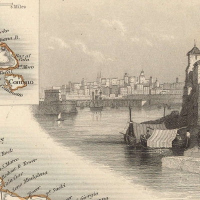 Old Map of the British Empire in the Mediterranean, 1851: Gibraltar, Malta, Corfu, Zante, Etc.