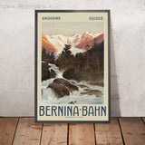 Engadin, Schweiz Reiseplakat: Bernina-Bahn von Anton Reckziegel, 1908 