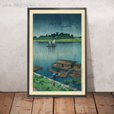 Rivière Arakawa sous la pluie en mai par Hasui Kawase, 1935 