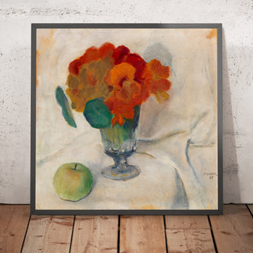 A framed image of Nasturtiums and Apple by August Macke, 1908