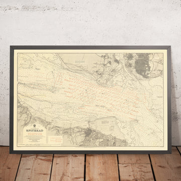 Antica carta nautica di Spithead di Malby & Sons, 1902: Solent, Portsmouth e Isola di Wight 