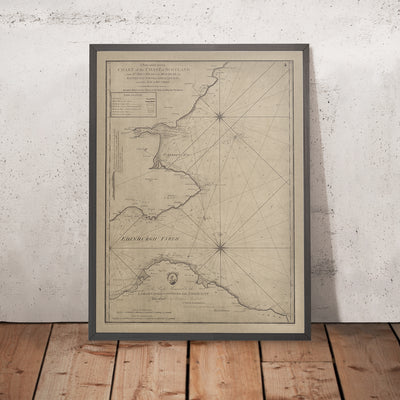 Old Edinburgh and Dundee Coast Nautical Chart by Downie, 1792: Edinburgh Firth, Tay River, St Andrew’s Bay