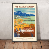 Queenstown Travel Poster: Get in the Queue by Railway Studios