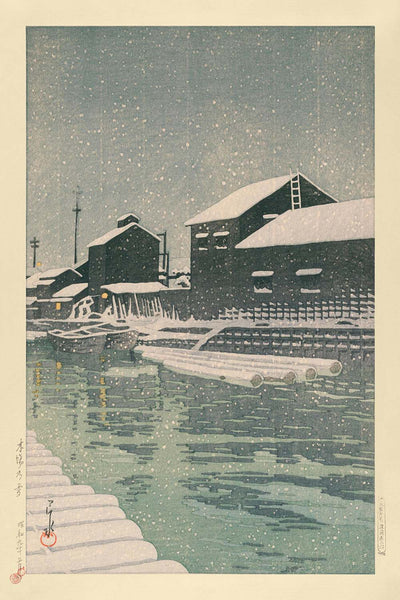 Snow at Kiba by Hasui Kawase, 1935