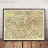 Ancienne carte de Berlin par Stilke, 1936 : Olympiques, Grunewald, Tiergarten, Kurfürstendamm, Unter den Linden 