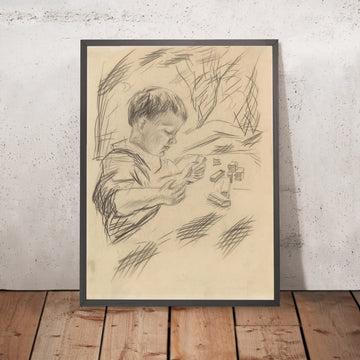 A framed image of Walter Playing by August Macke, 1913