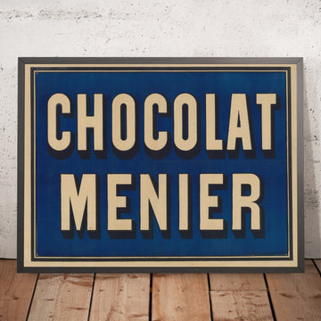 A framed image of Chocolat Menier Vintage Chocolate Poster, 1896