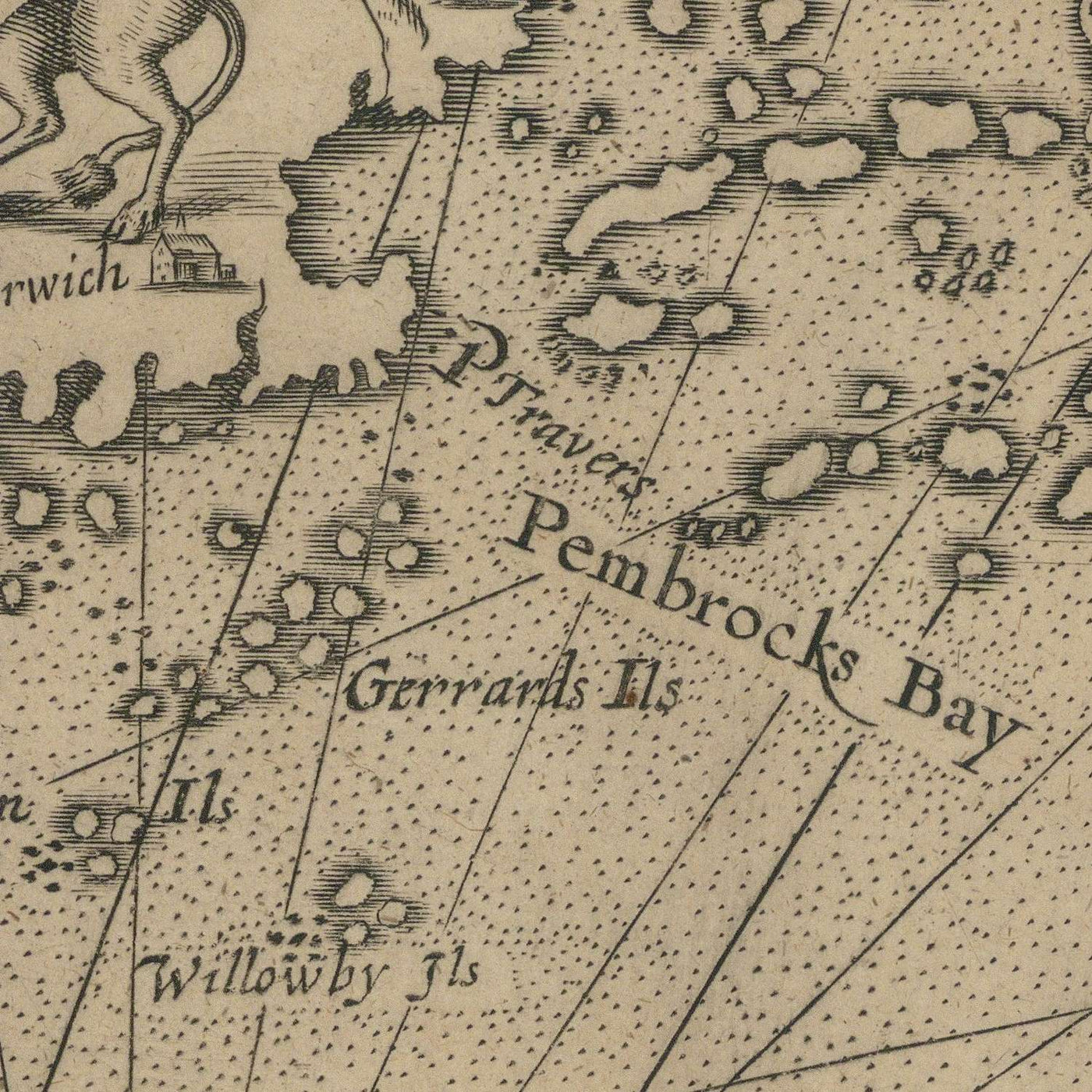 First Map of New England by John Smith, 1616: Boston, Plymouth, Cape Ann, Ornate Baroque Design