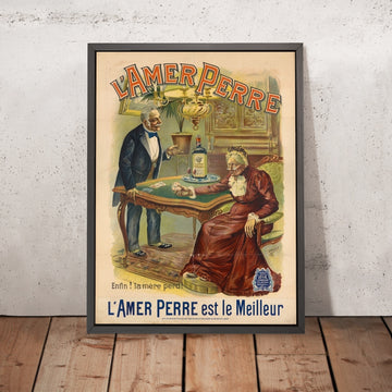 A framed image of L’Amer Perre Vintage Bitters Poster by G. Serneels, 1899