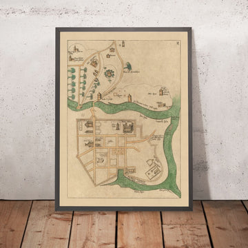 Alte Karte von Jerusalem in biblischen Zeiten von Bongars: Salomo, Pilatus, Grab, Kidron, Siloah 