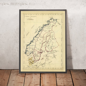 Old Manuscript Map of Scandinavia by Bowen, 1810: Stockholm, Copenhagen, Oslo, Scandes, Skagerrak