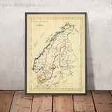 Old Manuscript Map of Scandinavia by Bowen, 1810: Stockholm, Copenhagen, Oslo, Scandes, Skagerrak