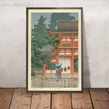 Ein gerahmtes Bild des Kasuga-Schreins in Nara von Hasui Kawase, 1935