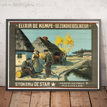 A framed image of Elixir De Kempe Vintage Health Liqueur Poster, 1910
