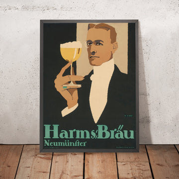 A framed image of Harms Bräu Vintage Brewery Poster by Hans Rudi Erdt, 1898