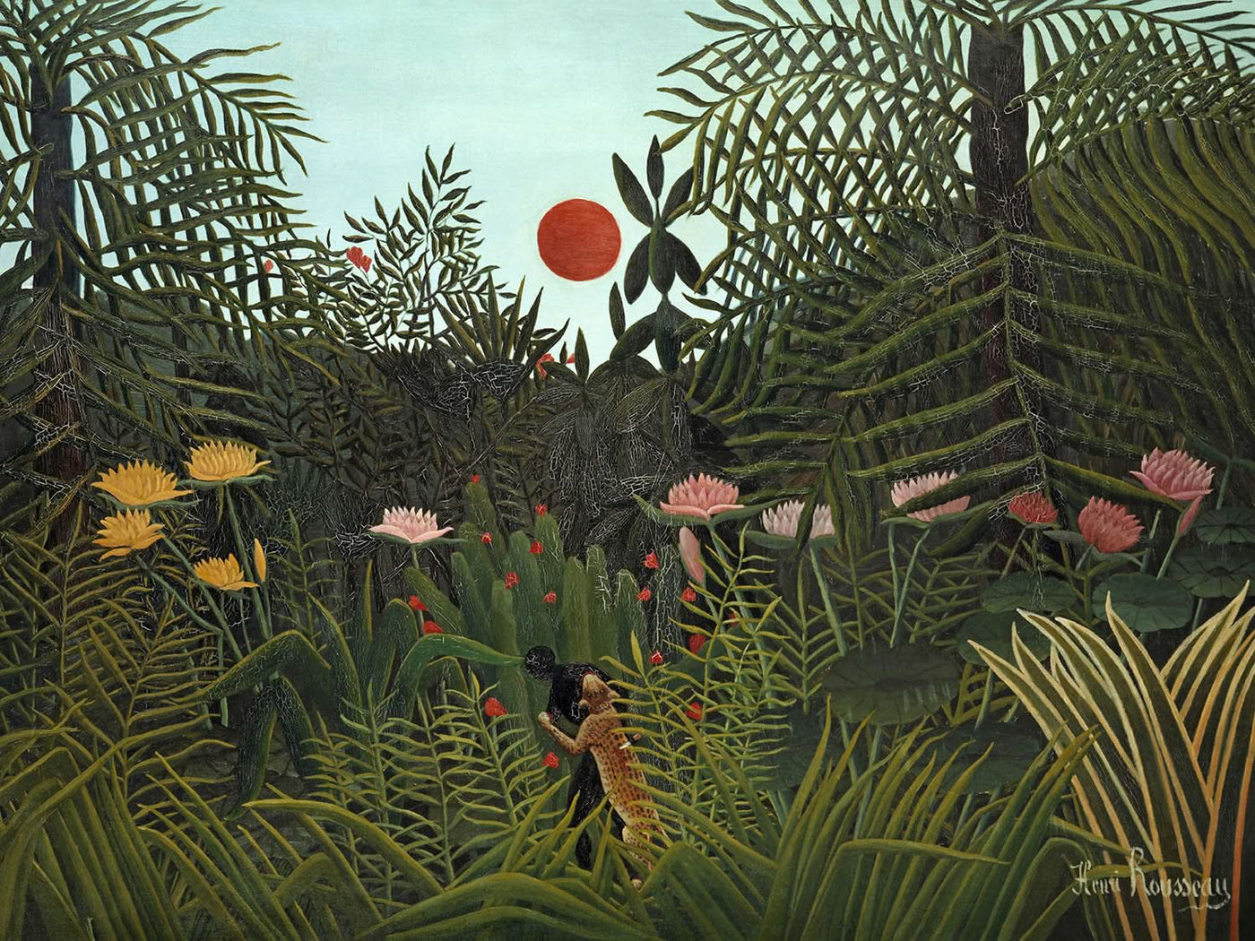 Forêt vierge au coucher du soleil par Henri Rousseau, 1910