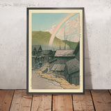 Rainbow over Kanita in Aomori Prefecture by Hasui Kawase, 1935